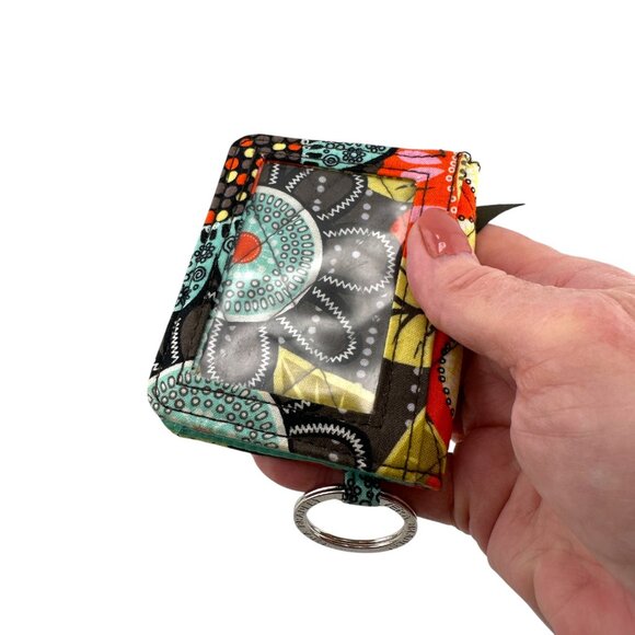 Vera Bradley Quilted Floral Campus Double ID Wallet With Keychain - Picture 12 of 15